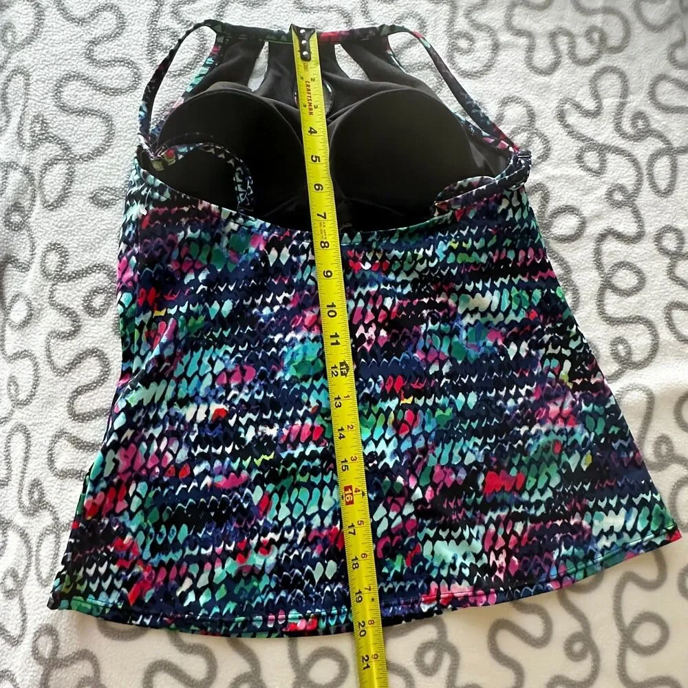 St John's Bay‎ Women's Swim Suit Tankini 10 Padded Abstract Cutout Top